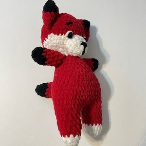 Handmade Red and White Crochet Fox Plush 15” Tall